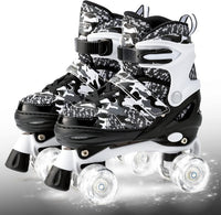 Kuxuan Adjustable Roller Skates with Fun Illuminating Rollerskate - Camo Black / Medium - Big Kid(1-4US)