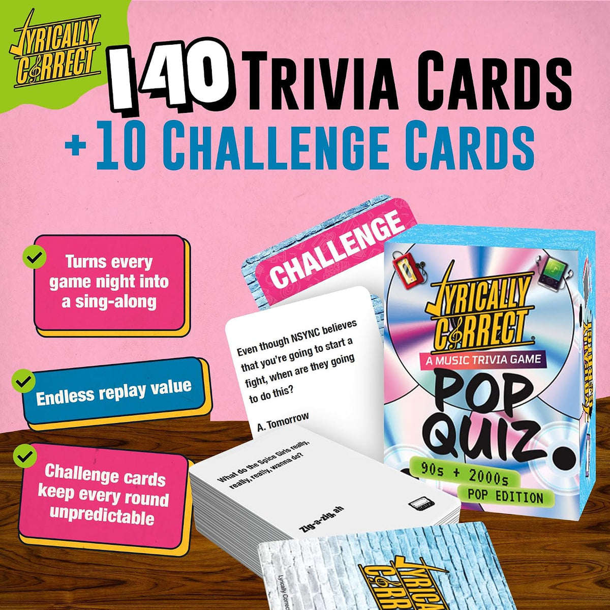 Lyrically Correct 90s and 2000s hip-hop and R&B music trivia card game box and cards - view 18