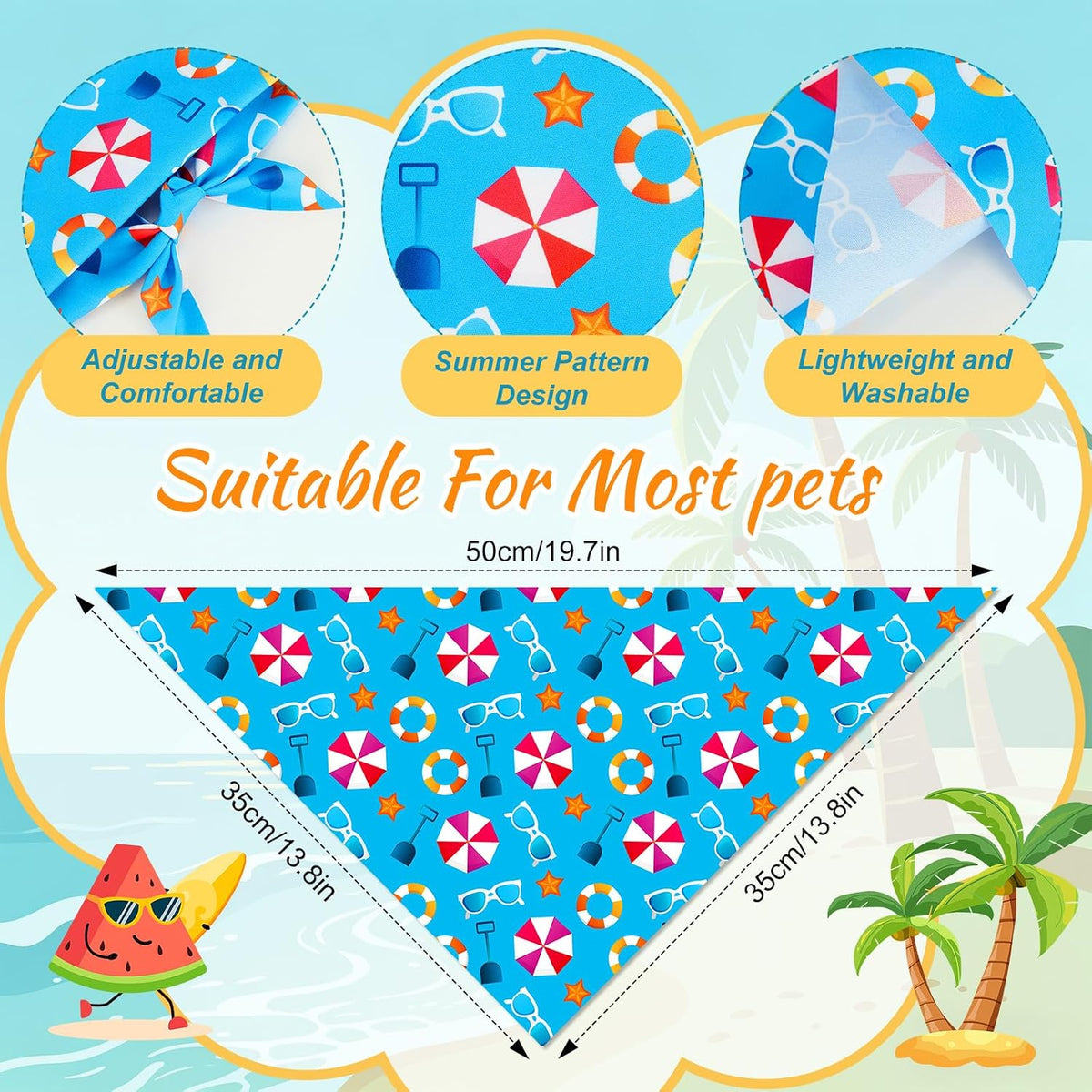 Preboun 100 Pcs Fall Paw Print Dog Bandanas Bulk - Summer / 19.7 x 13.8 x 13.8 Inch - image 3