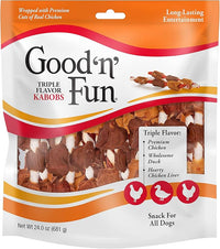 Good'n'Fun Triple Flavored Rawhide Kabobs for Dogs, 24 oz, 36 Count, 2 Pack