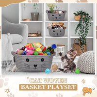 Zopeal 58 Pcs Cat Toy Set with Storage Basket Indoor, Grey - Gray / 9.8 Inch - image 4