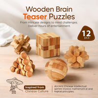 Tuauoe wooden brain teaser puzzles, 12 natural wood Kongming locks - view 4