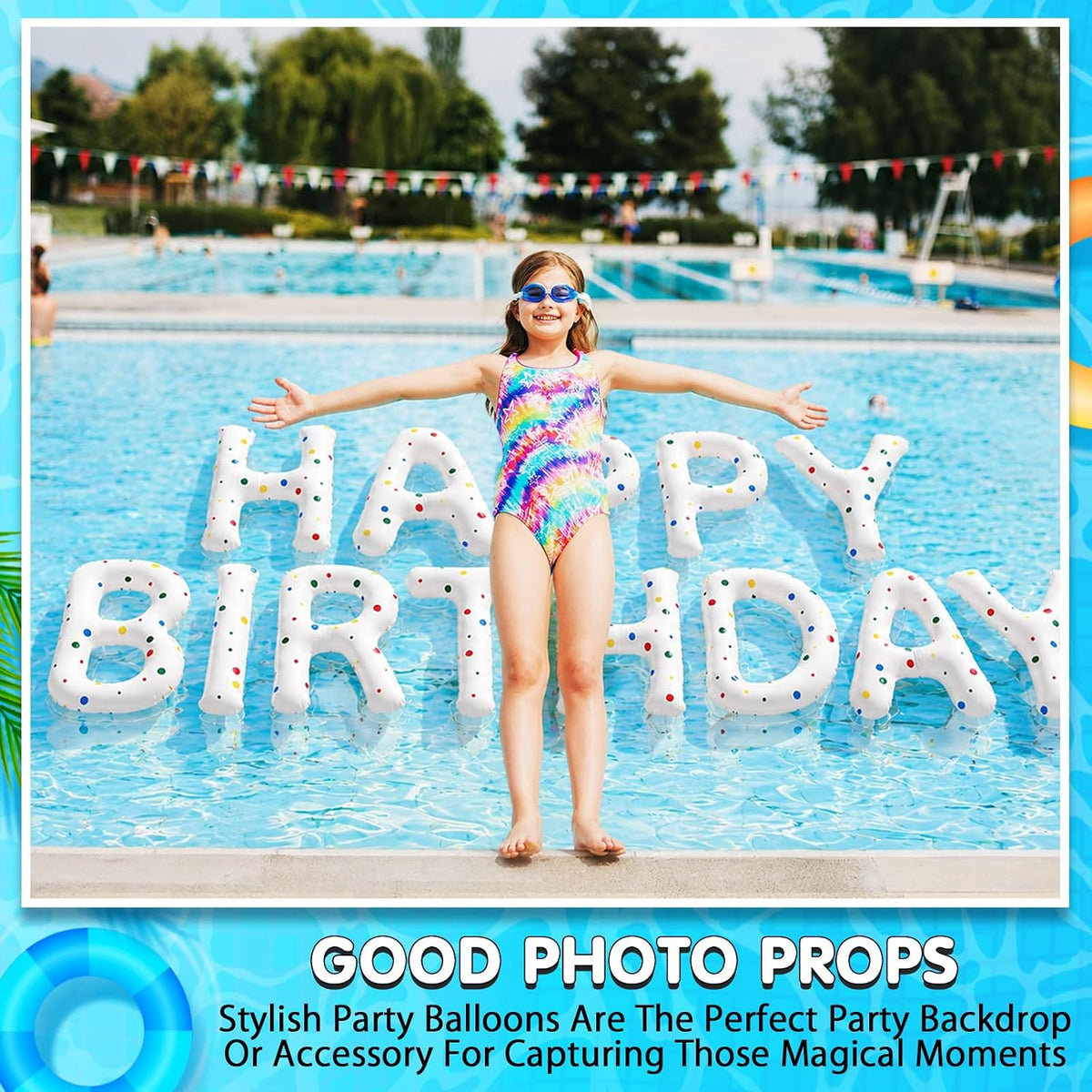 Shappy Happy Birthday Pool Floats Balloon – Fun for Kids & Family - White / 20'' / Colored Dots - image 4