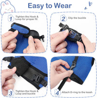PETTOM Bunny Rabbit Guinea Pig Harness Stretchy Elastic Leash Cute - XL(Chest:12.5-15.7 in) / Blue - image 3