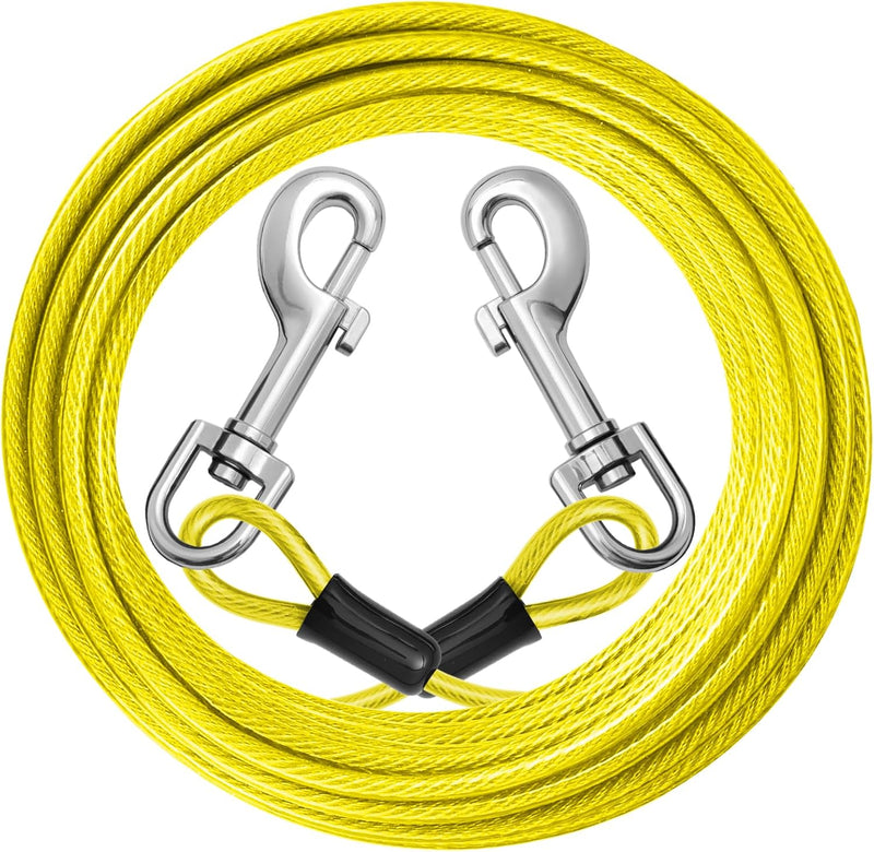 jenico Dog Tie Out Cable: 15ft Dog Leads for Yard Heavy Duty - Yellow / 15FT