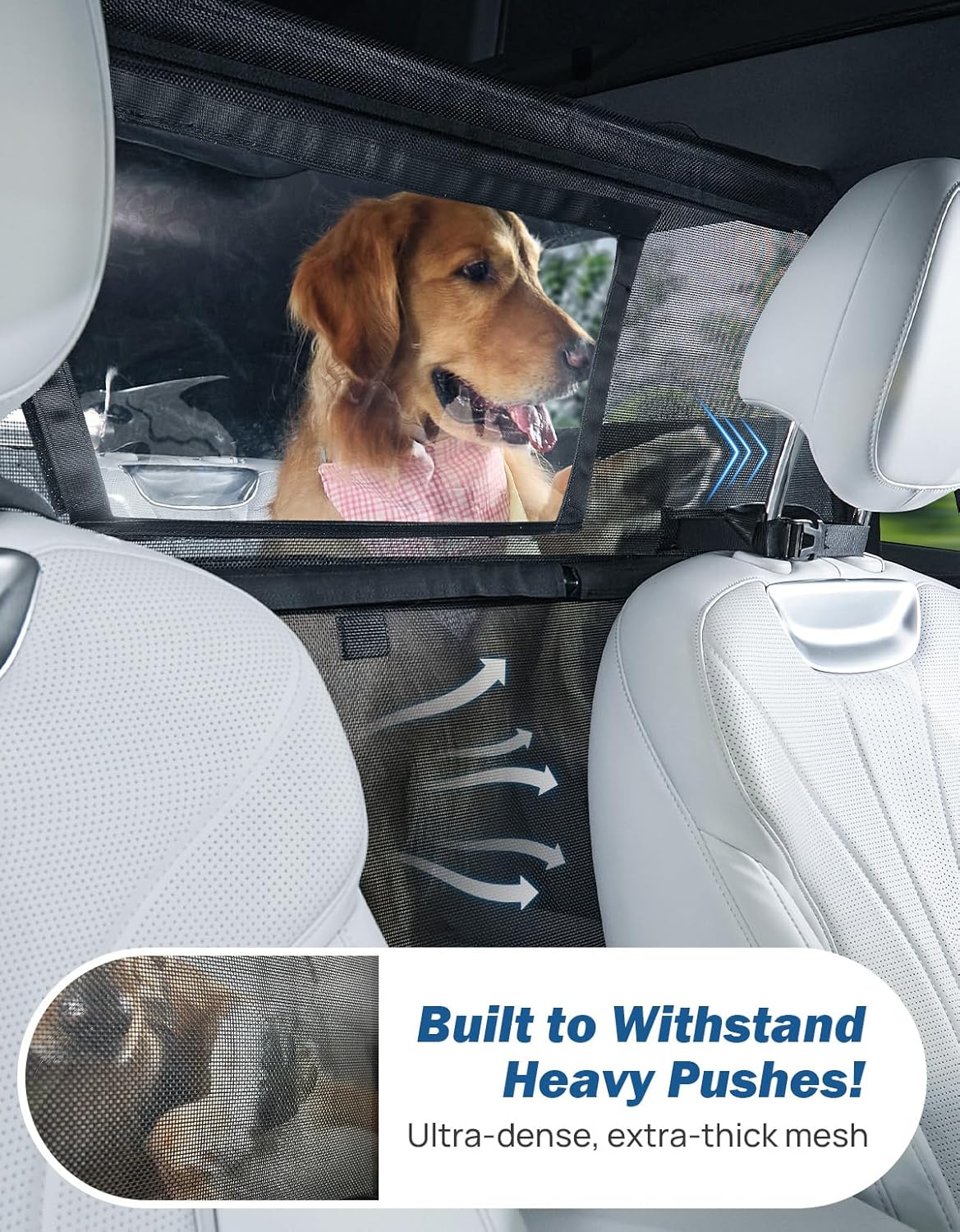 JOYTUTUS 52" Wide Dog Car Barrier with Removable Visual Window - Large 56"*31" - image 3