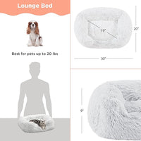 Best Friends by Sheri Shag Lounge Bed Calming Faux Fur Dog Bed, Frost, Medium, 30" x 20"