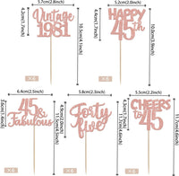 Rose gold glitter vintage 1946 cupcake toppers for an 80th birthday - view 32