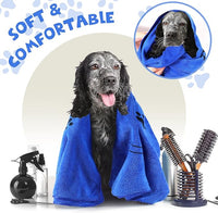 Chumia 4 Pcs Dog Towels for Drying Dog Puppy Bulk Microfiber Absorbent Paw Towel Pet Bathing Supplies Quick Drying for Medium Cats Pets Shower(24 x 40 Inch,Dark Blue)