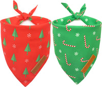 Fall Dog Bandanas 2 Pack, Orange Plaid Pet Scarf for Boy and Girl, Premium Durable Fabric, Holiday - Christmas 1 / Small
