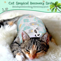 Nuanchu 3 Pieces Cat Recovery Suit Kitten Recovery Suit E-Collar Alternative for Cats and Dogs Abdominal Skin Anti Licking Pajama Clothes Sets(Cute Pattern,Large)