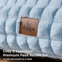 Cat Couch Bed with Fluffy Faux Rabbit Fur for Indoor Cats - Light Blue / Large: 36"L x 27"W x 10"Th - image 3