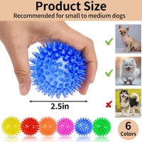 6 Pack Squeaky Spiky Dog Balls, Puppy Chew Toys for Teething - Small - image 2