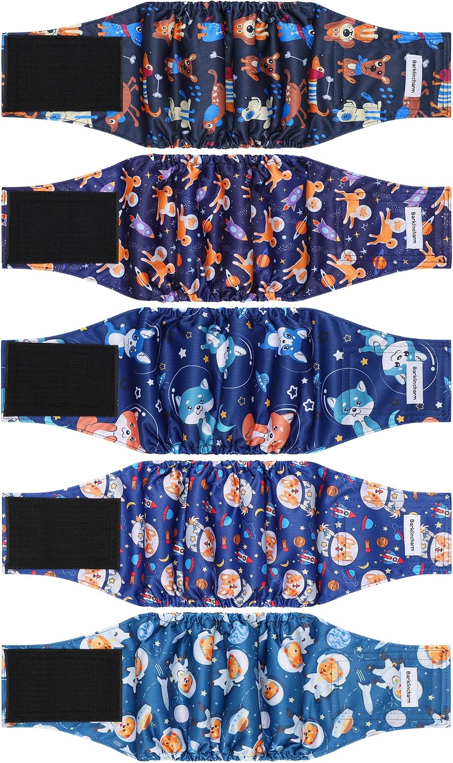 5 Pack Dog Diapers Male, High Absorbing Dog Wraps - XX-Large / Space