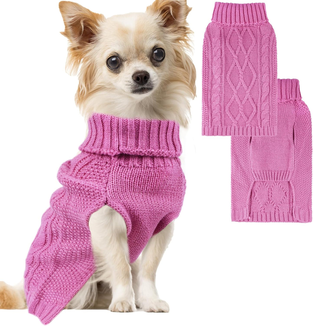 Dog Sweaters for Small Dogs XS Dog Sweater Winter Dog Clothes Boy - X-Small / PINK