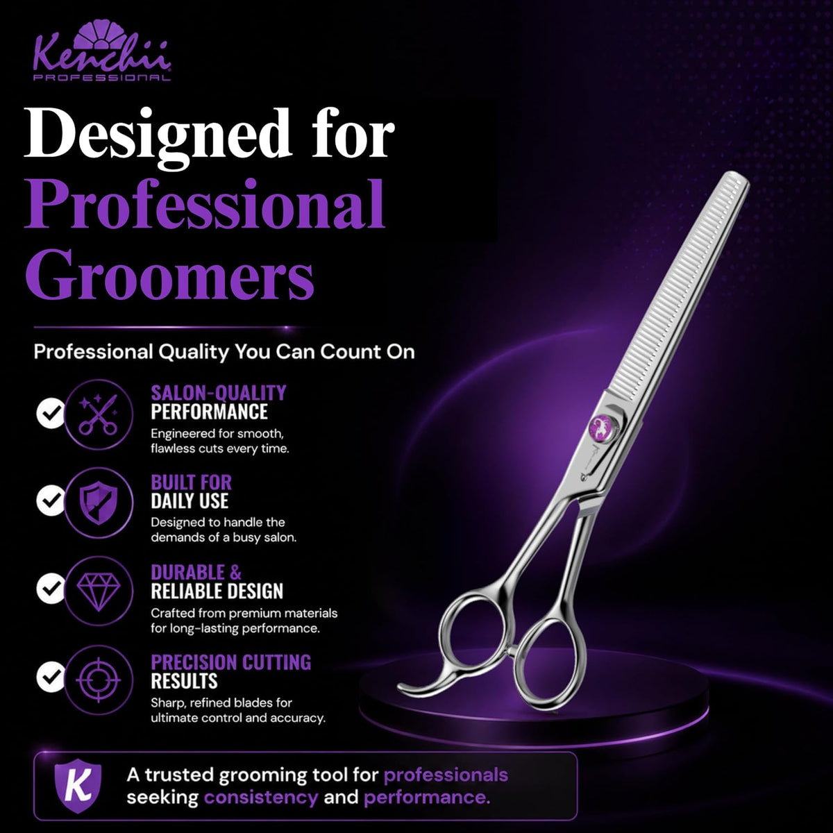 Kenchii Scorpion Dog Grooming Scissors 7in Curved - 46T - image 4