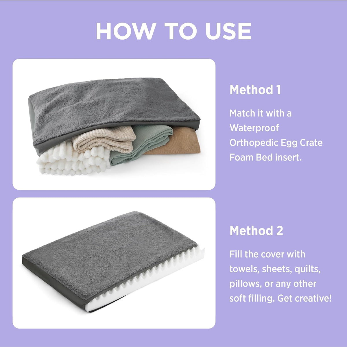 LE SURE Waterproof Dog Bed Cover Replacement - X-Large / Dark Grey-Sherpa / Sherpa - image 3