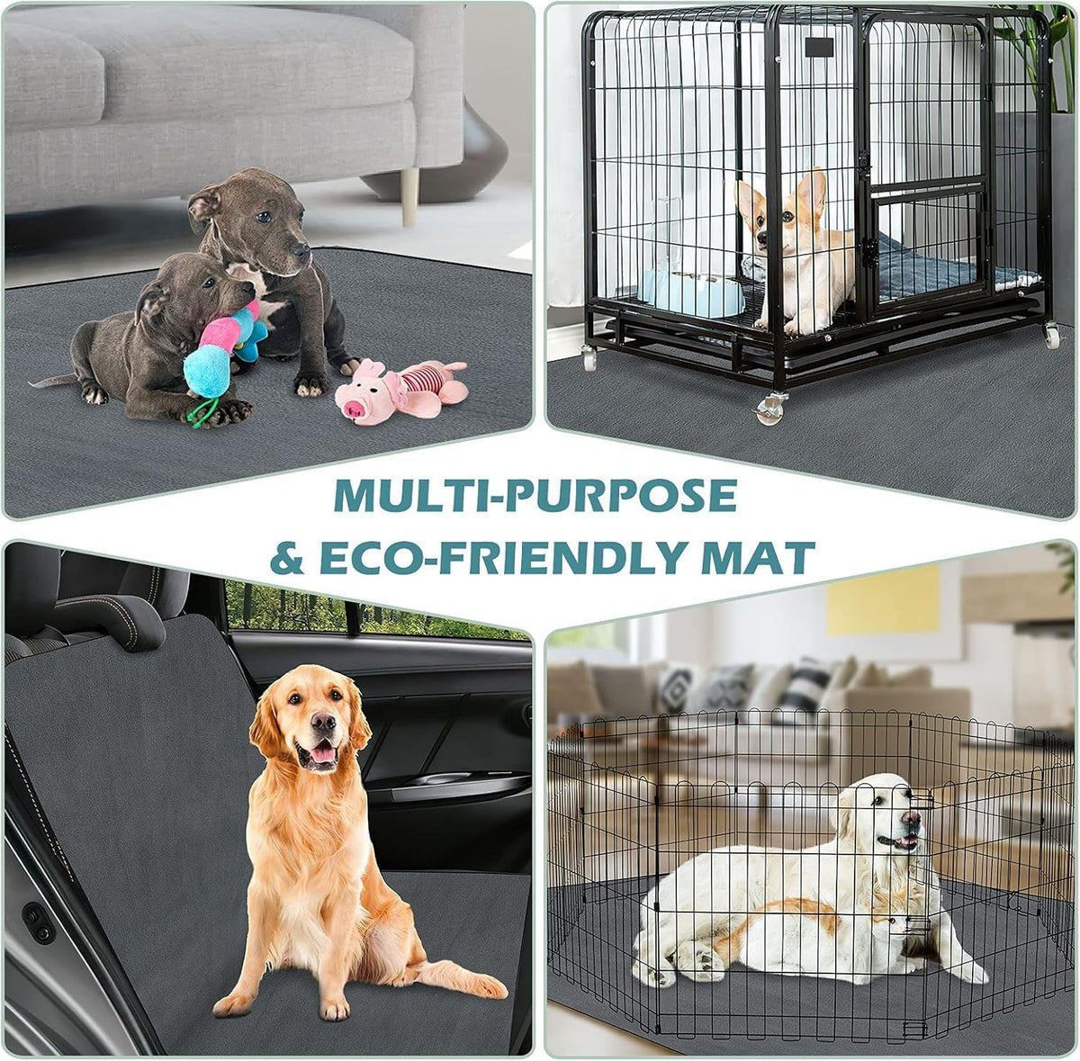 Washable Pee Pads for Dogs 72"x72" Reusable Dog Pads Extra Large - Grey / 48x48 Inch - image 3