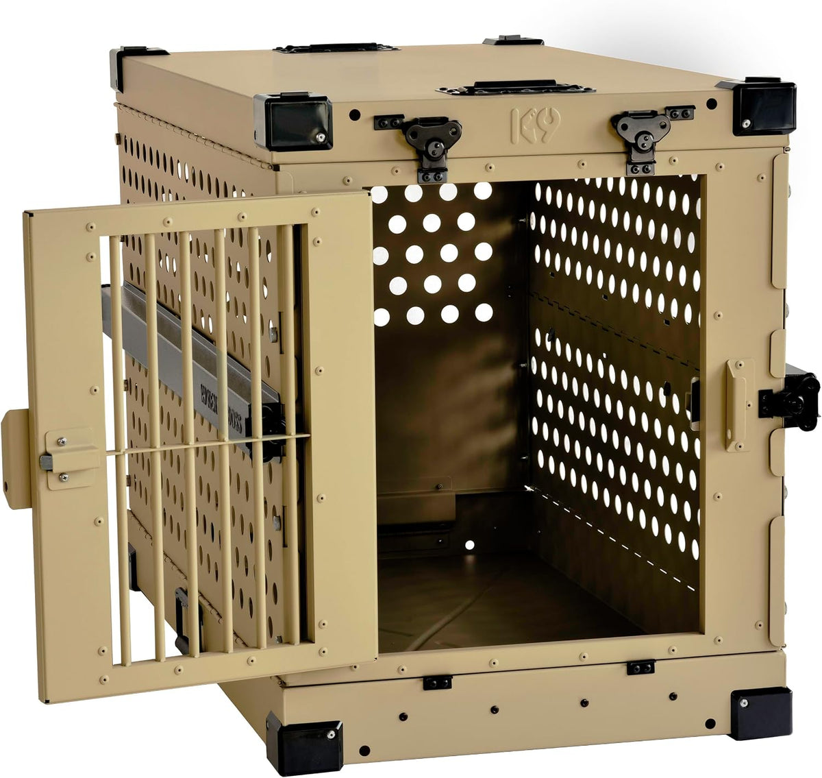 K9 Kennel Boss Aluminum Collapsible Dog Crate - Tan / 40.6"L x 25.2"W x 28.9"H - image 2