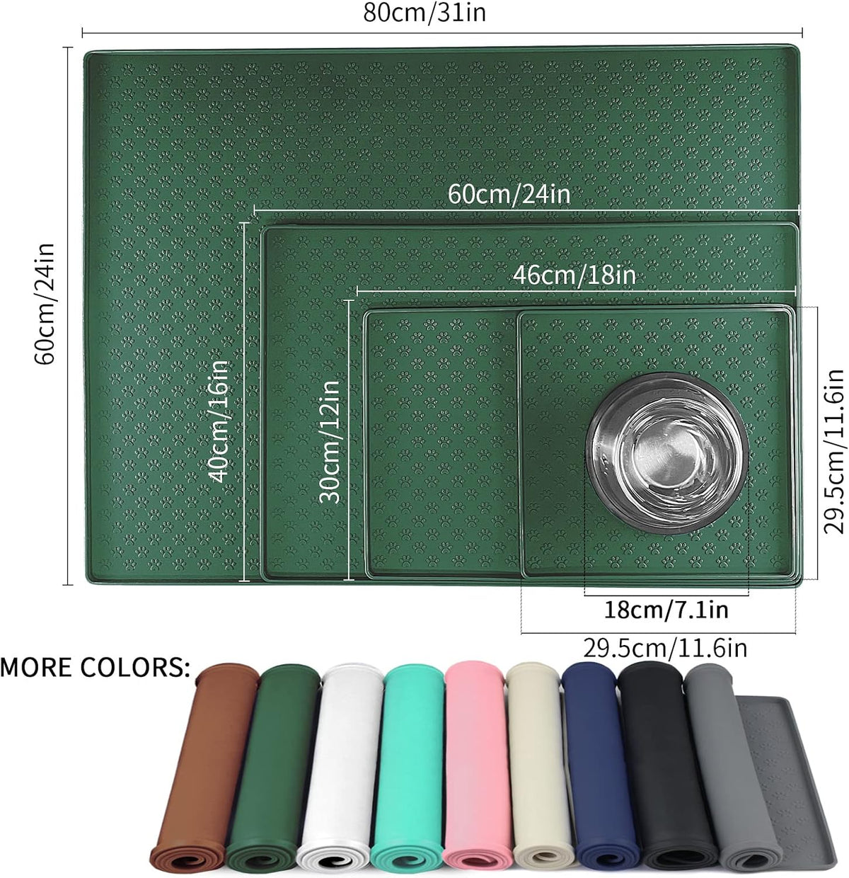 Pet Placemat for Dog and Cat - 24.5"L x 16.5"W / Hunter Green - image 2