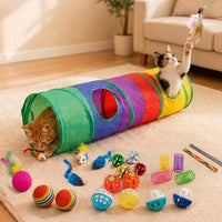 iCAGY 25 Pcs Cat Toys Set, Cat Tunnel Toy for Indoor Cats - Standard Set (45" cat tunnel) - image 3