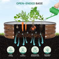 Galvanized Raised Garden Bed Outdoor - 4×2×1ft Planter Raised Beds for Gardening | Oval Metal Garden Planter Box with Safety Edging and Gloves for Vegetables Fruits and Flowers - Grain