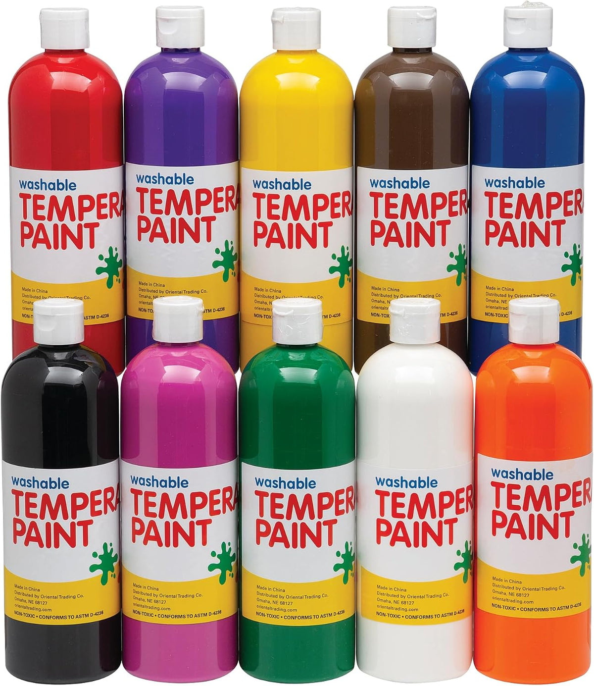 Fun Express Washable Tempera Paint Set 10 Colors – Fun for Kids & Family