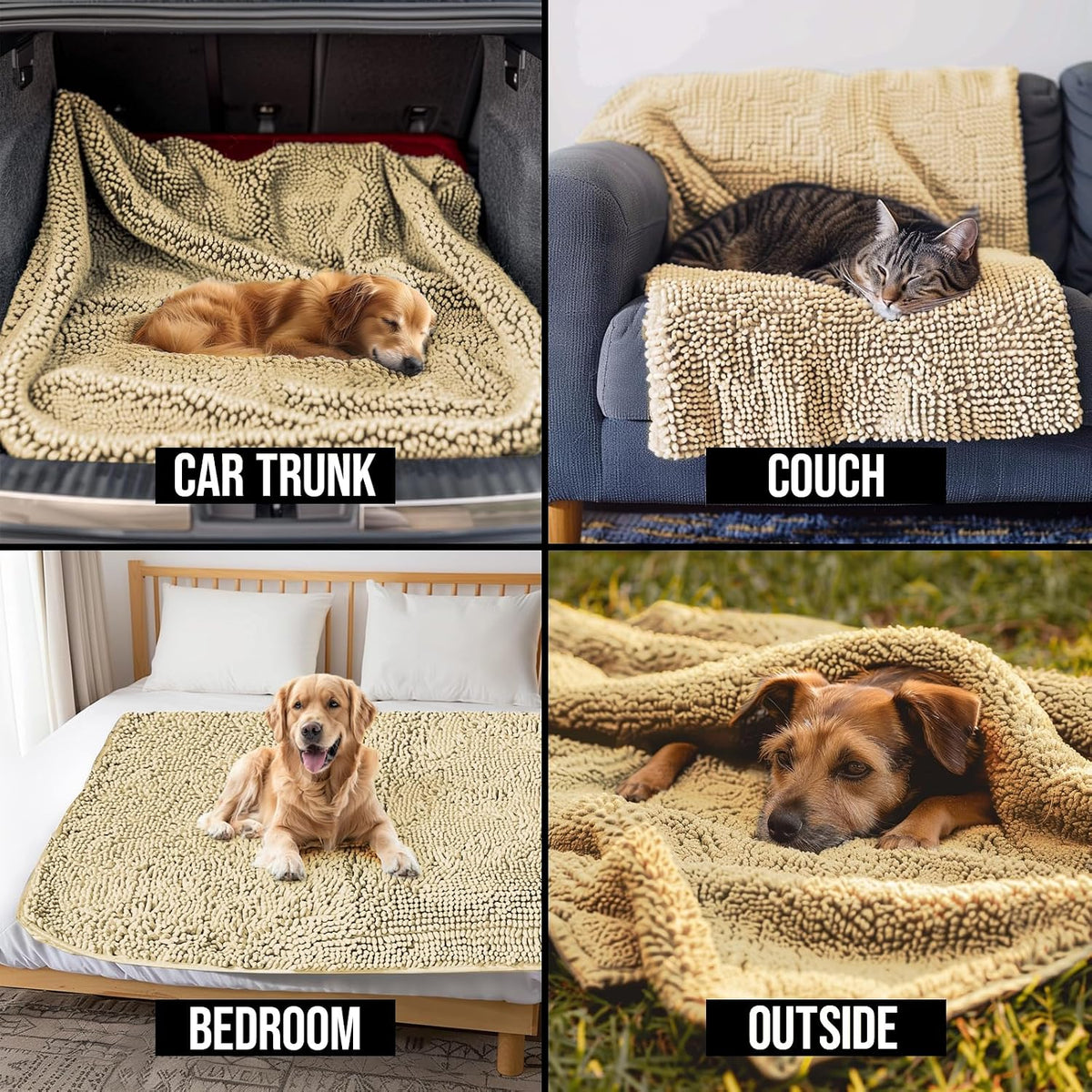 Muddy Mat Dog Blanket - Chenille Water Absorption Blanket for Bed & Couch Cover for Dogs Washable - Beige / 29" x 40" - image 4