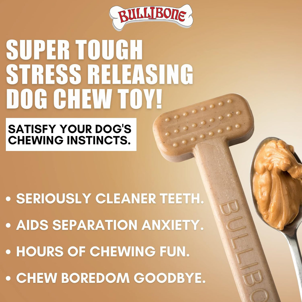 Bullibone Nylon Dog Chew Toy for Aggressive Chewers - Peanut Butter / Large - 2 Pack - image 2