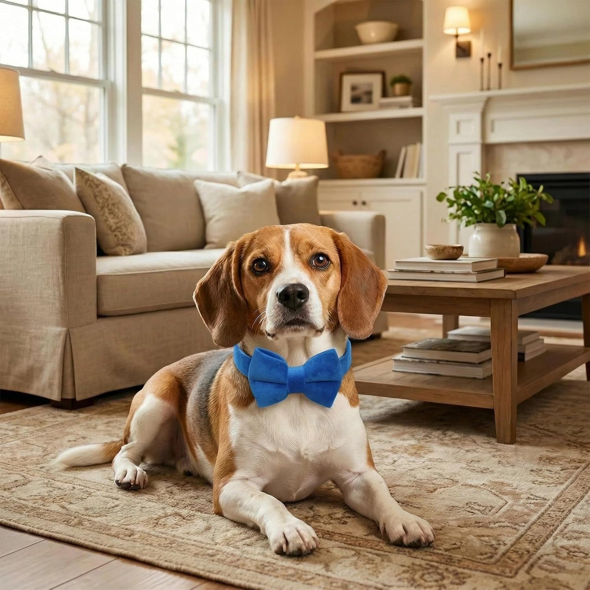 Dog Collar with Bowtie Soft Velvet Material with Quick Release Buckle - S / Royal Blue - image 2