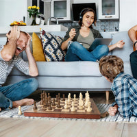 ELONGDI 15 inch folding magnetic wooden chess set with walnut finish - view 6