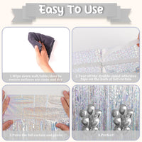 Voircoloria 2 Pack Gold Foil Fringe Backdrop Curtains - Laser Silver / 4 - image 4