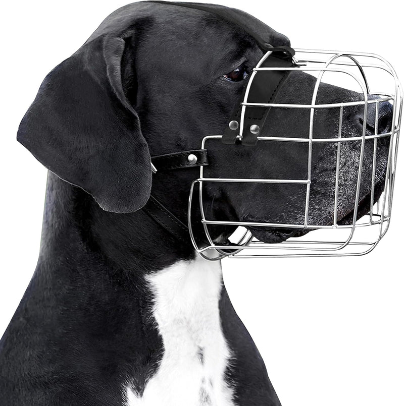 Stainless Steel Wire Basket Dog Muzzle for Husky – Essentials for Dogs - Stainless Steel / Great Dane