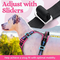 rabbitgoo Dog Harness Medium Sized, No Pull Dog Vest with 3 Buckles, Adjustable Soft Padded Pet Harness with Easy Control Handle and Reflective Strips, Black & Rose Pink, M
