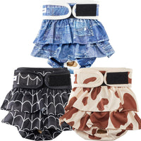 Reusable Dog Diapers Female Washable - Web，Milk，Jeans / X-Large