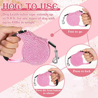 Bling Retractable Dog Leash – 9.8feet Crystal Design