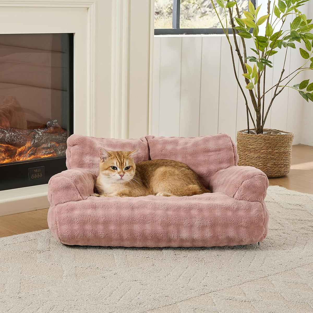 Cat Couch Bed, Cute Pet Sofa for Indoor Cats, 26"x15" - Dusty Pink / 26"L x 15"W x 12.5"Th - image 2