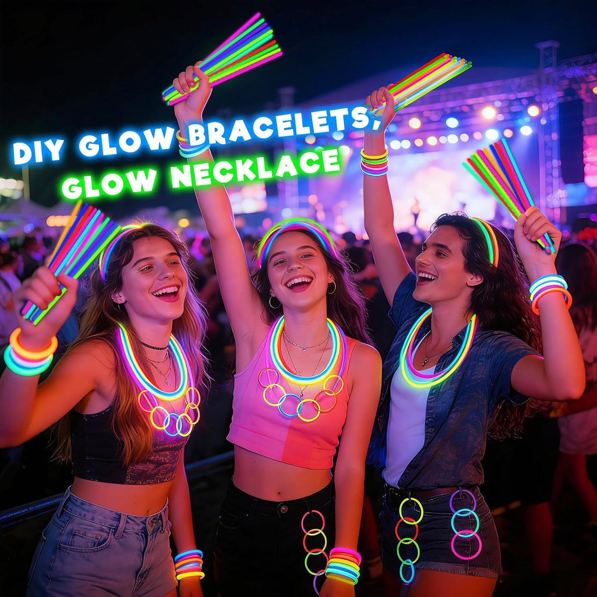 500 Pack Glow Sticks Bulk Party Pack Bright Glow in the Dark Party - 100 - image 3