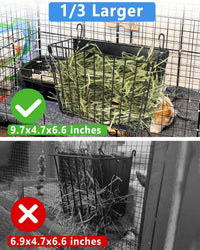 X Large Rabbit Hay Feeder Guinea Pig Hay Feeder Metal Frame Bunny Hay - 2-Pack Black - image 3