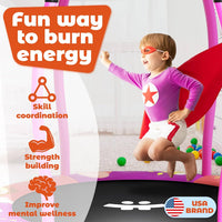 Happin 55’’ Trampoline for kids Safety Enclosure - Pink / Classic - image 3