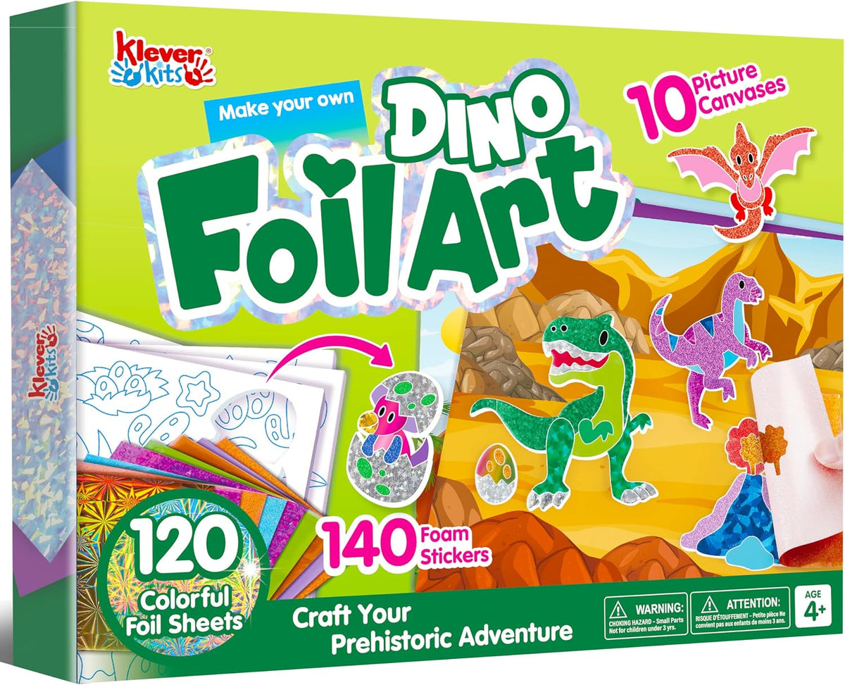 Klever Kits Unicorn Foil Art, Arts & Crafts for Kids 4 and Up - Dinosaur