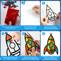 QOUBAI 32 Sets Halloween Bats Suncatchers Craft Kit DIY Window - Rocket - image 3
