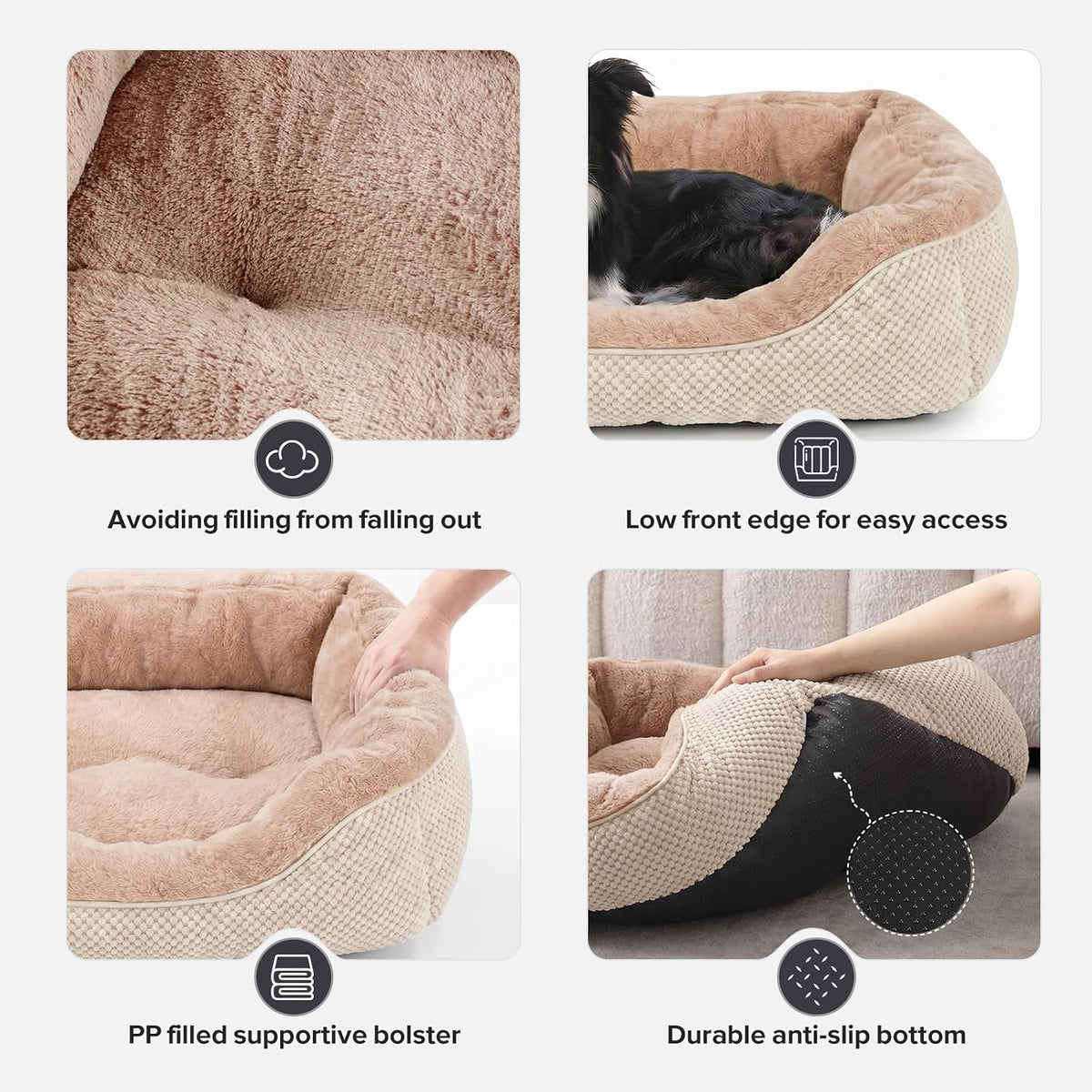 Medium Dog Beds for Medium Dogs Washable - S (20"x19"x6") / Beige - image 2