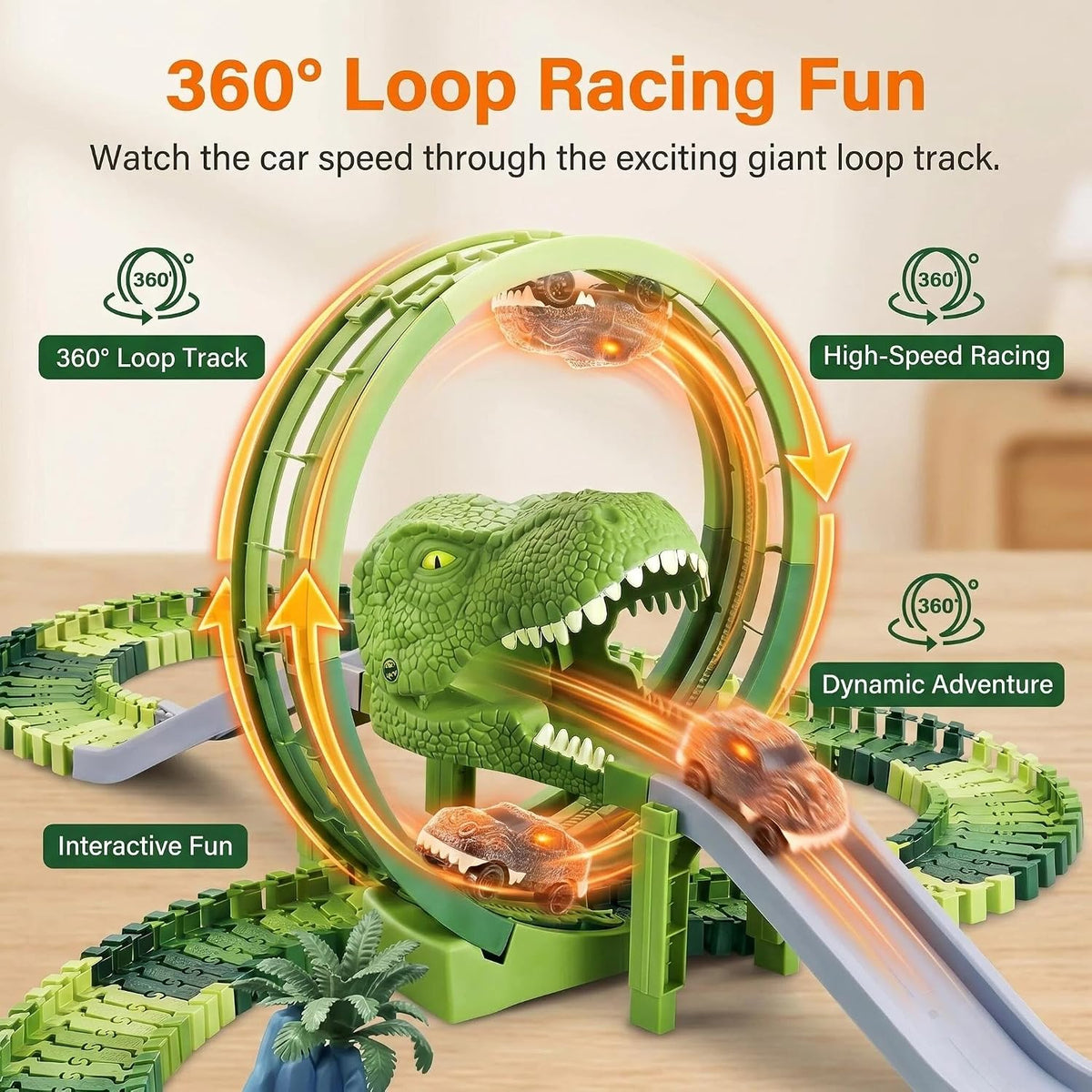 Dinosaur Race Track Toys for Boys 3-5 - T-Rex Giant Loop Dinosaur Race Track Set - image 2