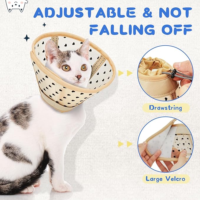 Supet Soft Air Mesh Cat Cone Collar Alternative, Adjustable Breathable, Lightweight Anti Scratch (M)
