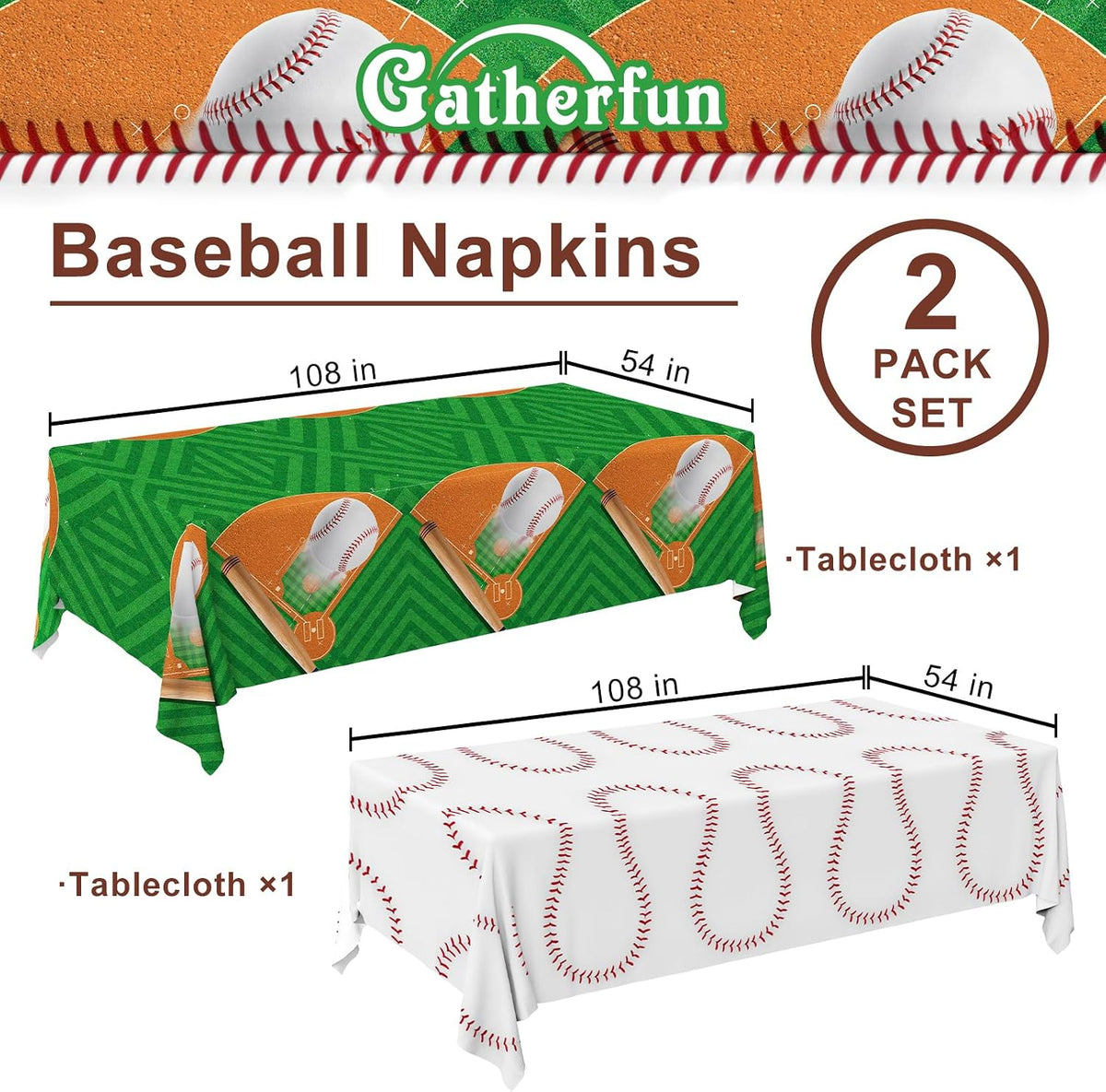 Gatherfun Ice Cream Party Supplies: 2-Pack Ice Cream Birthday Party - baseball - image 2