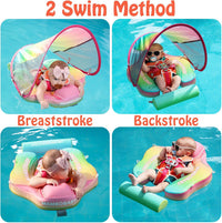 Mambobaby Float with Canopy, UPF 50+ Baby Swim Float – Fun for Kids & Family - Deluxe Gradient Pink - image 4