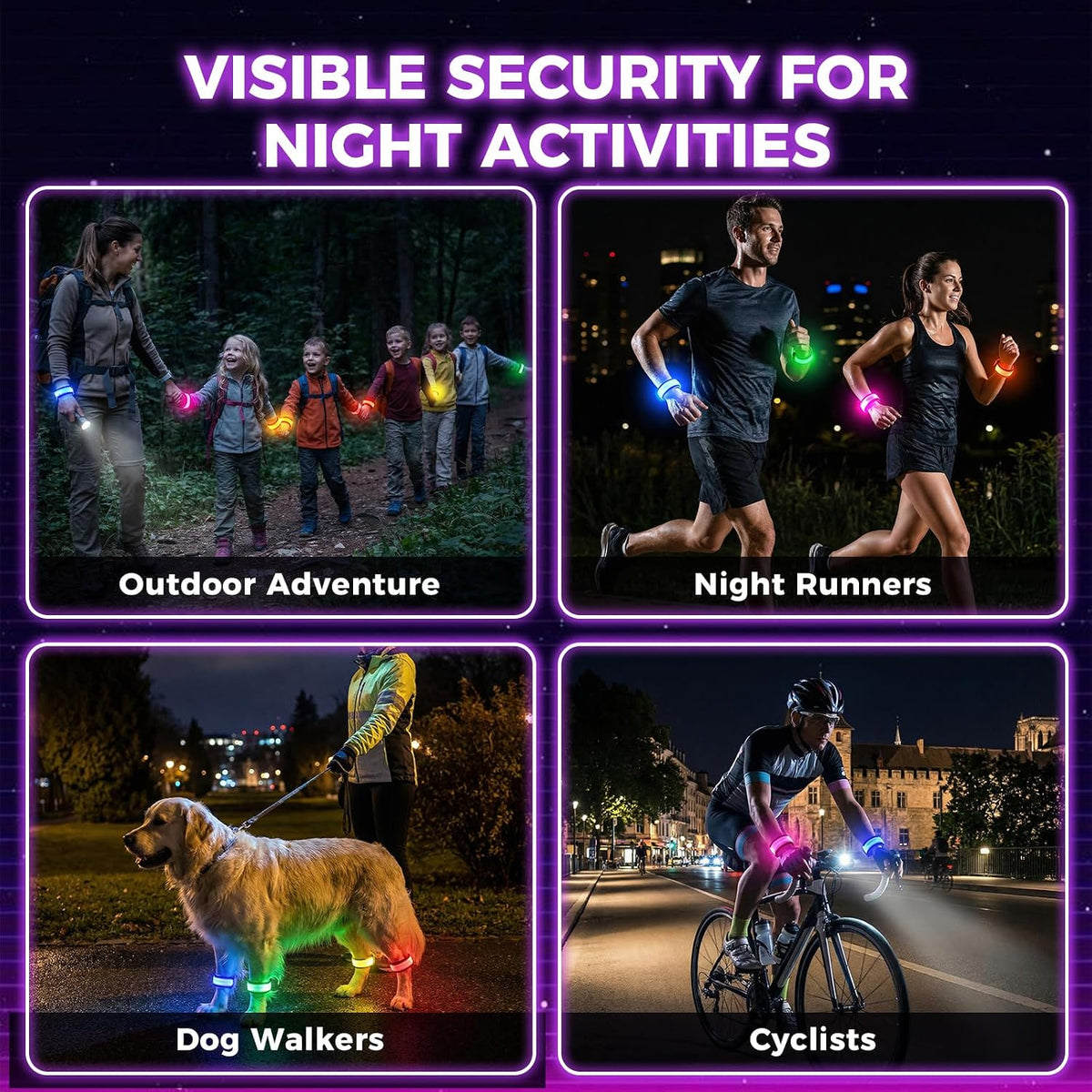 LovesTown light up bracelets, six multicolor LED wristbands glowing in the dark - view 7