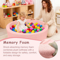 MEOGETY beige teddy fleece foam ball pit for toddlers with soft round walls - view 32