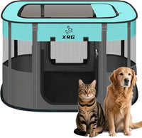 Foldable Pet Cat Playpen, Indoor Cat cage Crates S - Green / Medium（31.5"L x 23.6"W x 21.7"H）